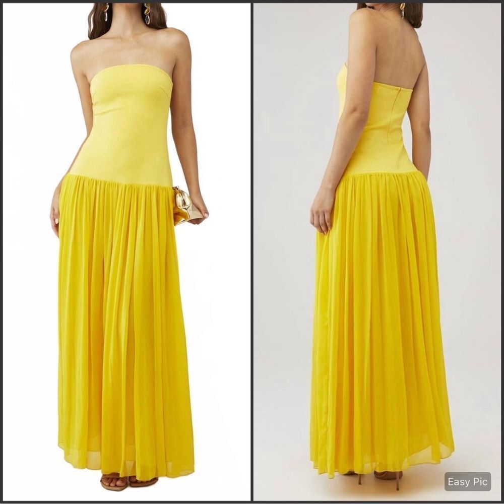 NWT Elliatt Yellow Drop Waist Maxi Gown Dress Size XS